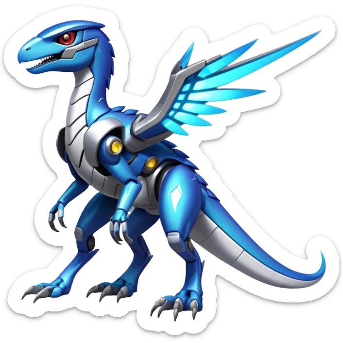 Shiny Futuristic Fakemon-Pokemon-Digimon-Spectrobes-Raptor-fusion, full body sticker