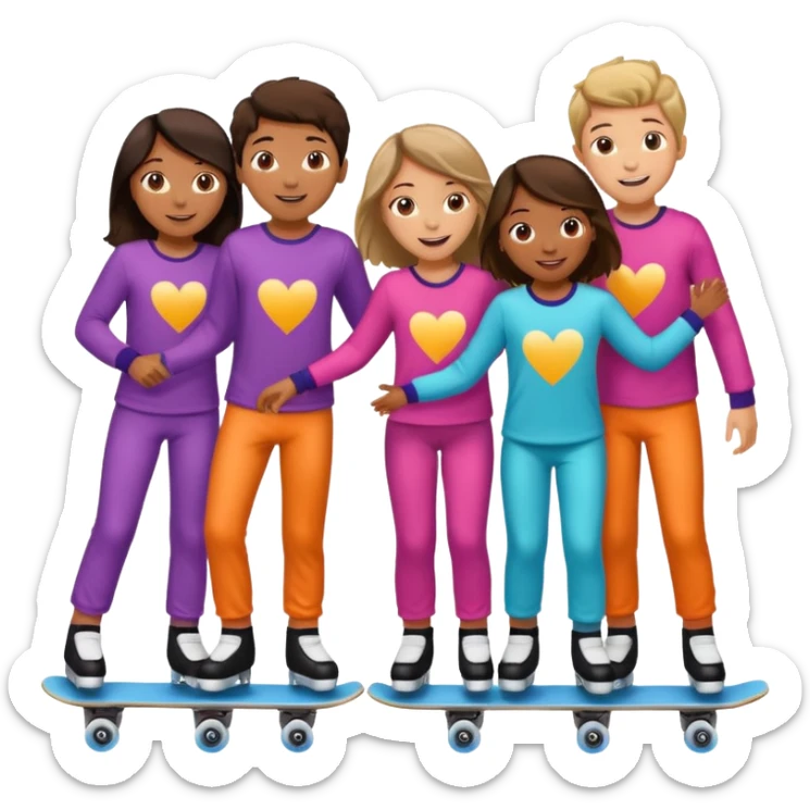 skating rink sleepover with teen boys & girls skin color brown and tan sticker