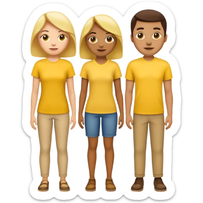 emoji cuatro personas cuerpo completo hombres y mujeres con camisa amarilla sticker