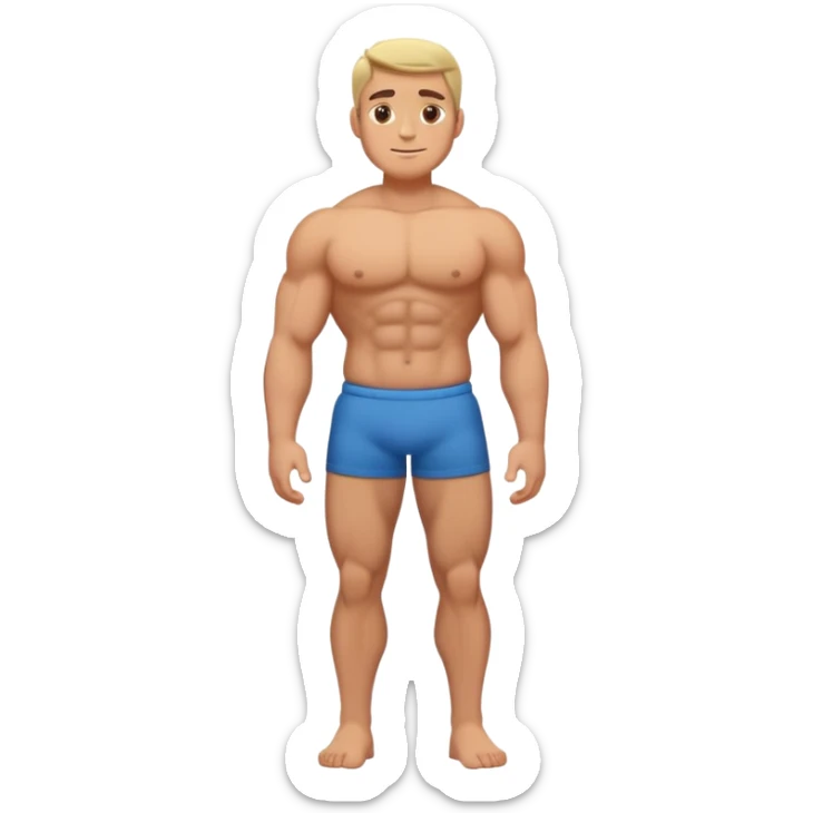 full body bulky male figure standing, muscular build, broad shoulders, not too overweight but not skinny sticker