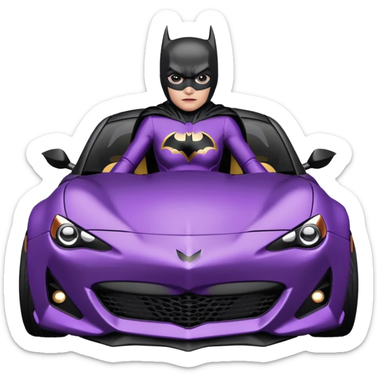 Satin black and rose gold Batman and 60’s Batgirl themed Scion FR-S hot rod (tight fitting purple suit) sticker