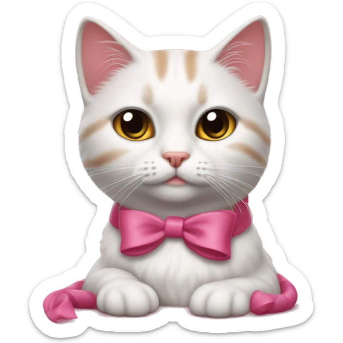 Gatita persa realista con cinta rosada como marie de los aristogatos  sticker