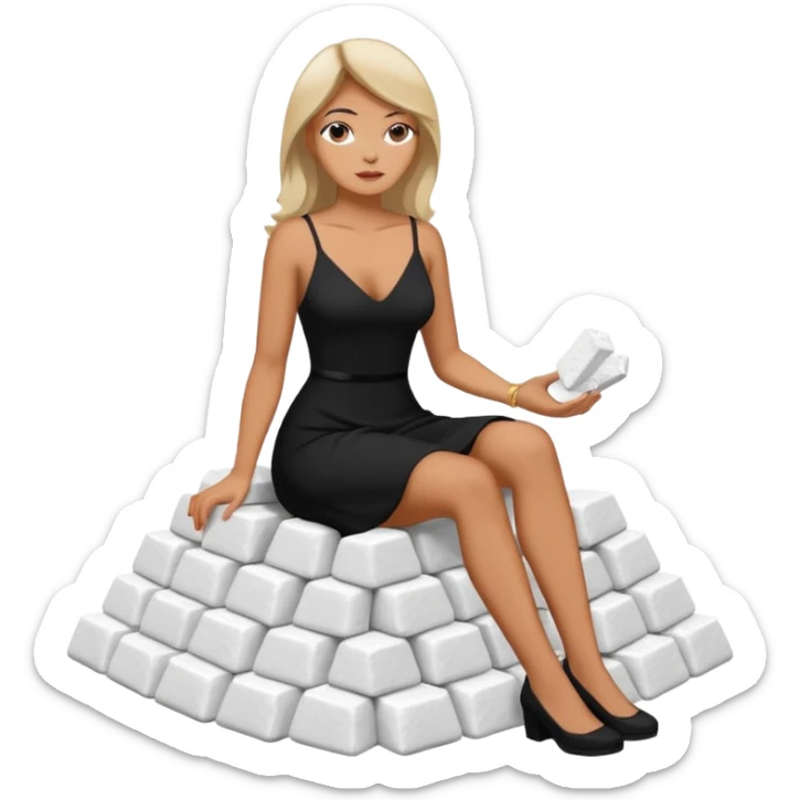 Female cartel boss sitting on a pile of cocaine sticker
