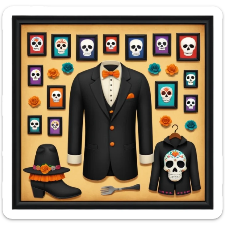 Day o the death, missing people(not found), movie, museum,,culture,museum in mexico, clothes o missing people,, witchcraft sticker