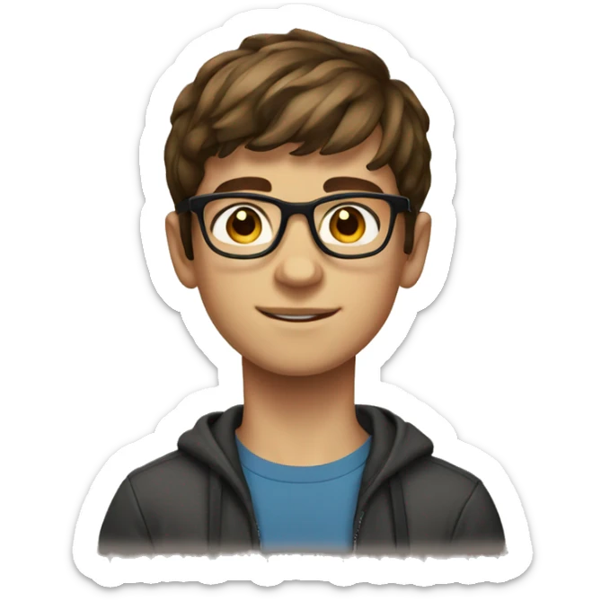 a teen boy with glasses. short brown hair and brown eyes sticker