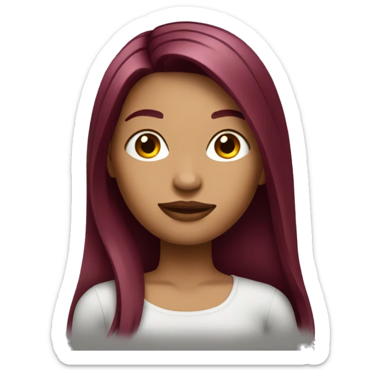 Tattooed woman with long straight burgundy hair sticker