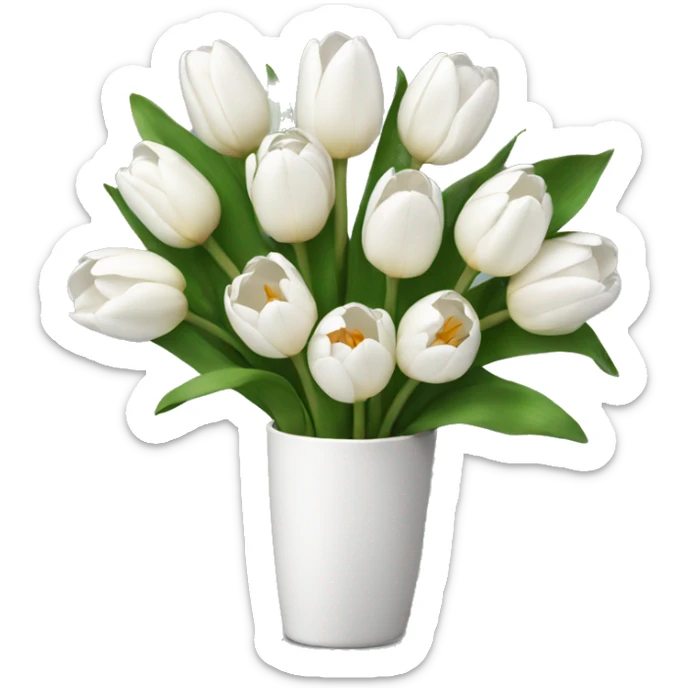 white tulip bouquet sticker