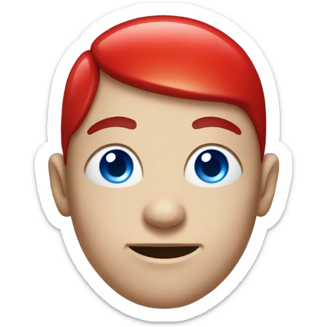 person with blue eyes and red mushroom in place of hair sticker