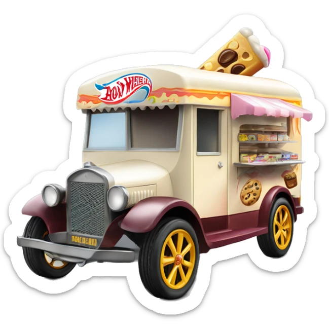 Hot wheels style, ice cream food truck from 1917 with wide mag wheels  sticker