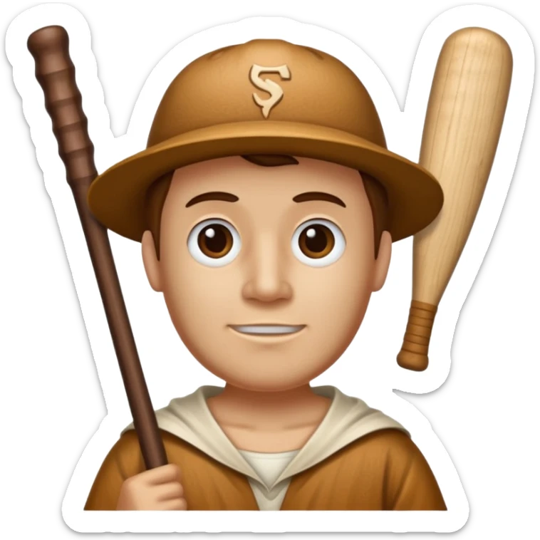 A wooden guy with a wooden bat name tung tung tung sahur sticker