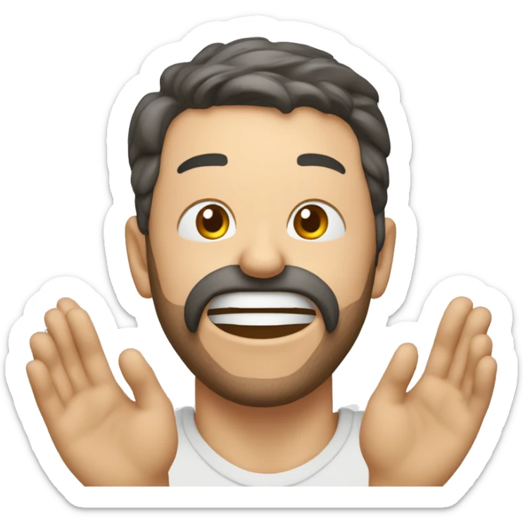 Emoji haciendo mueca de burla con las manos abiertas a ambos lados de su cara sacando la lengua sticker