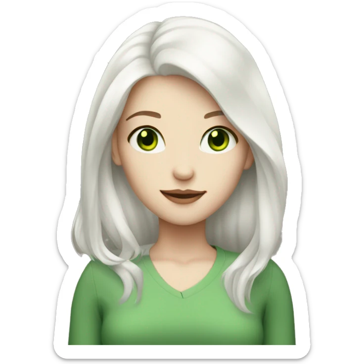 Girl with white hair pale skin and green eyes  sticker