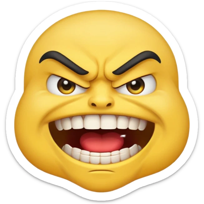 cartoon emoji sticker with an angry face and clenched teeth, colorful and cheerful, no text, suitable for WhatsApp and Instagram sticker