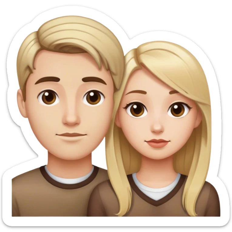 cute boyfriend with combover and girlfriend with long blonde highlights in brown hair  sticker