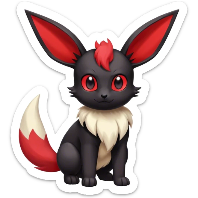 Cute cool black red animal Eeveelution-Fakemon-hybrid full body sticker