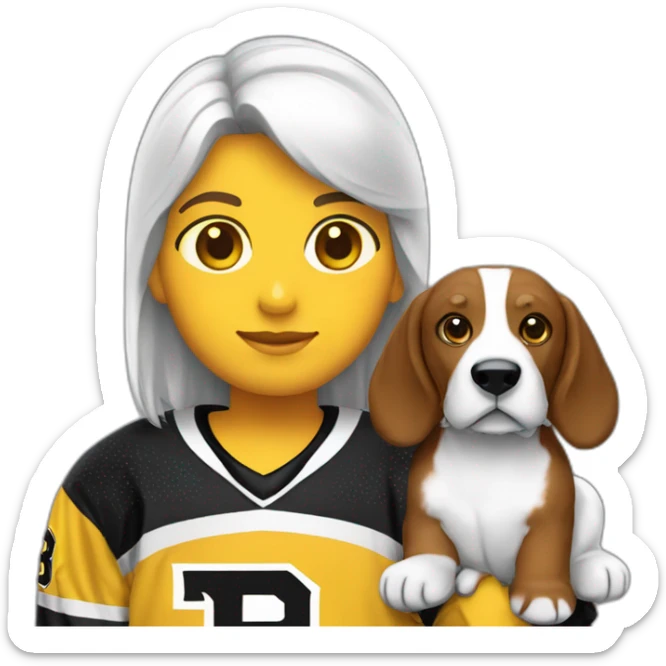 #28 boston bruins hockey white with bear player with basset hound dog sticker