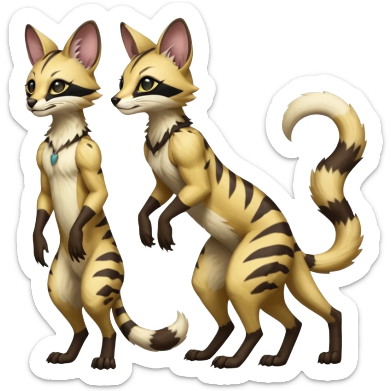 Genet-Wolverine-Marsupial-Serval-Possum-Vernid-Sergal-Fakémon-hybrid, by LiLaiRa-griffsnuff, full body sticker