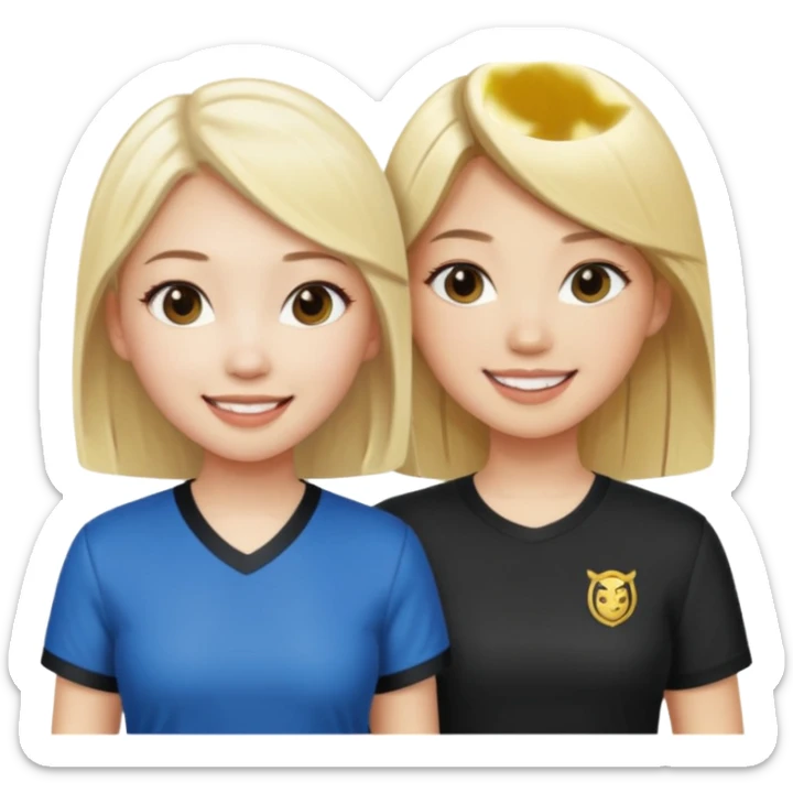 aisan girl and white girl with blonde hair going to the club sticker