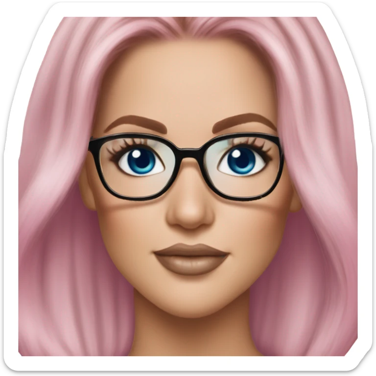 Photo Realistic khloe kardashian stylish pink hair BLUE eyes and glasses elegant  sticker