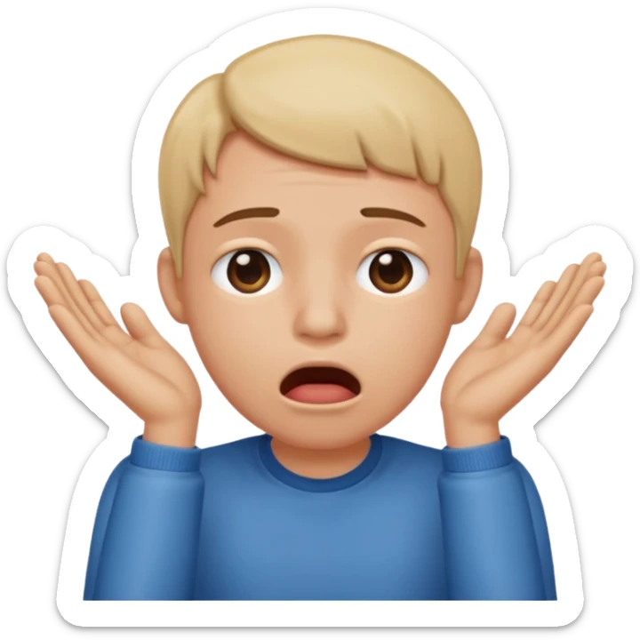 Hands on the side of the head with mouth dropped and drooling sticker