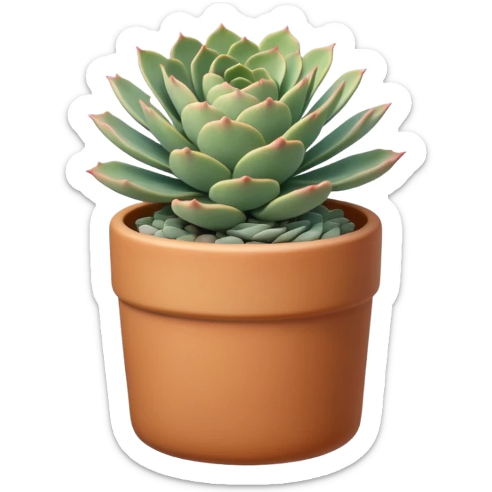 A ceramic pot in pastel caramel color, in the shape of a cylinder, the pot is tall, it has an echeveria ruffle succulent plant sticker