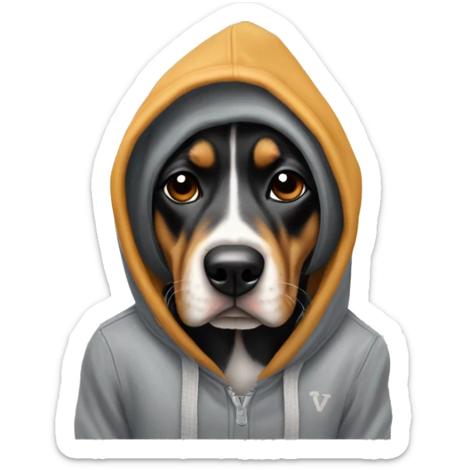 dog with low taper fade wearing a king von hoodie sticker