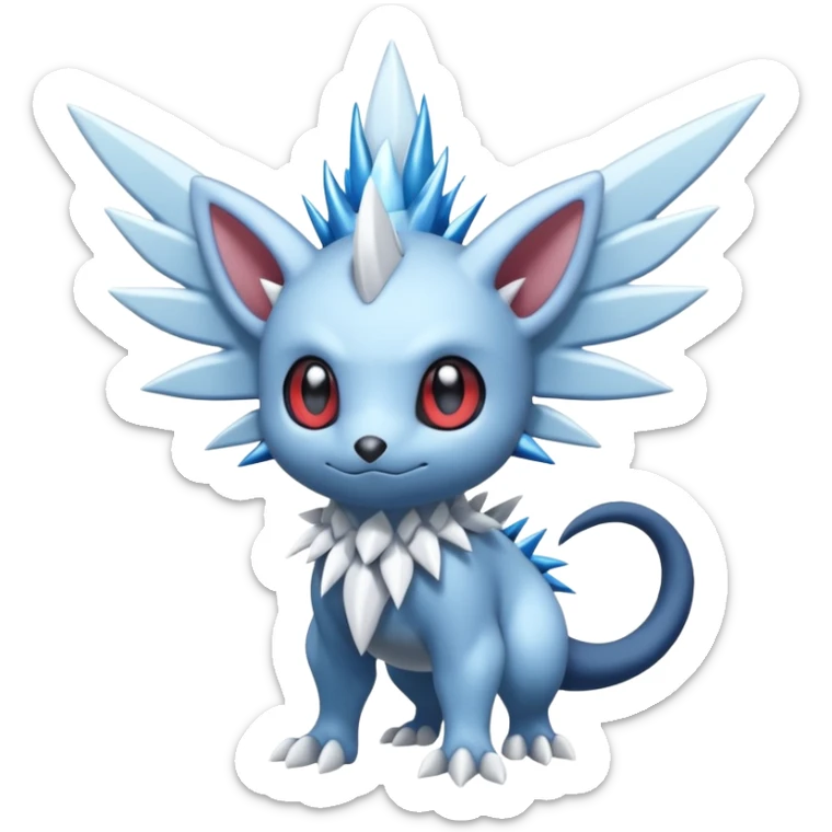 Elemental dark dusky familial mechanical frosty fairy-like fantasy epic rare Glalie-Sneasel-Togetic-Pokémon-Fakémon-hybrid-creature sticker