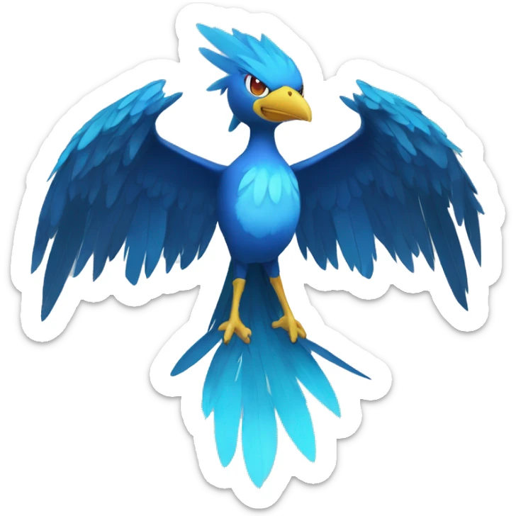 Edgy Fantasy legendary blue bird water-type-Hydro-Phoenix Fakemon full body sticker