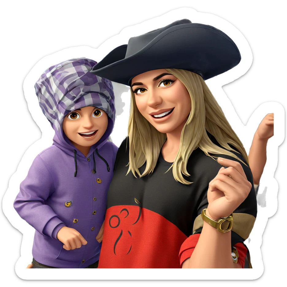 happy boys in outdoor hats sticker