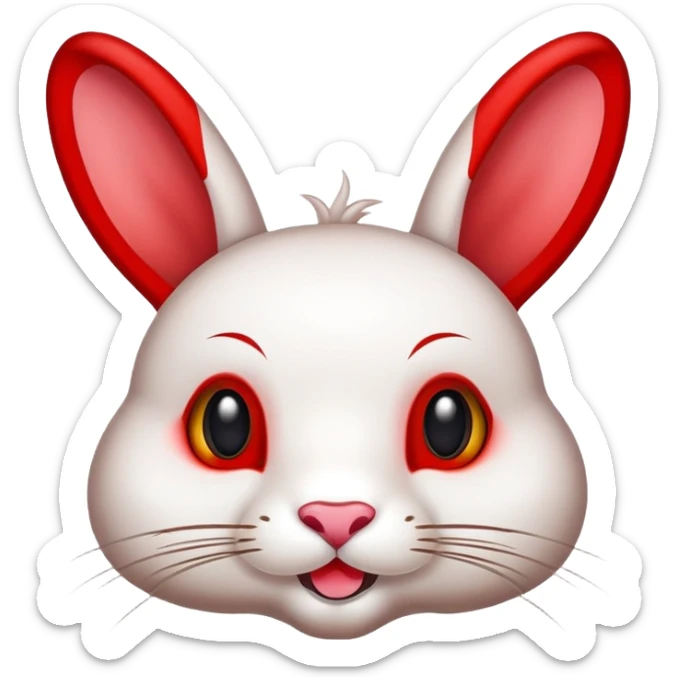 Sichuan rabbit head with spices and red color, simplified emoji style with bold outlines and bright colors, cartoon style Chengdu specialty Tou Tou sticker