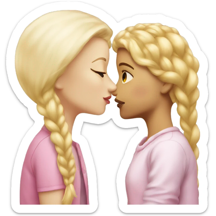 pink haired girl kissing a blonde girl sticker