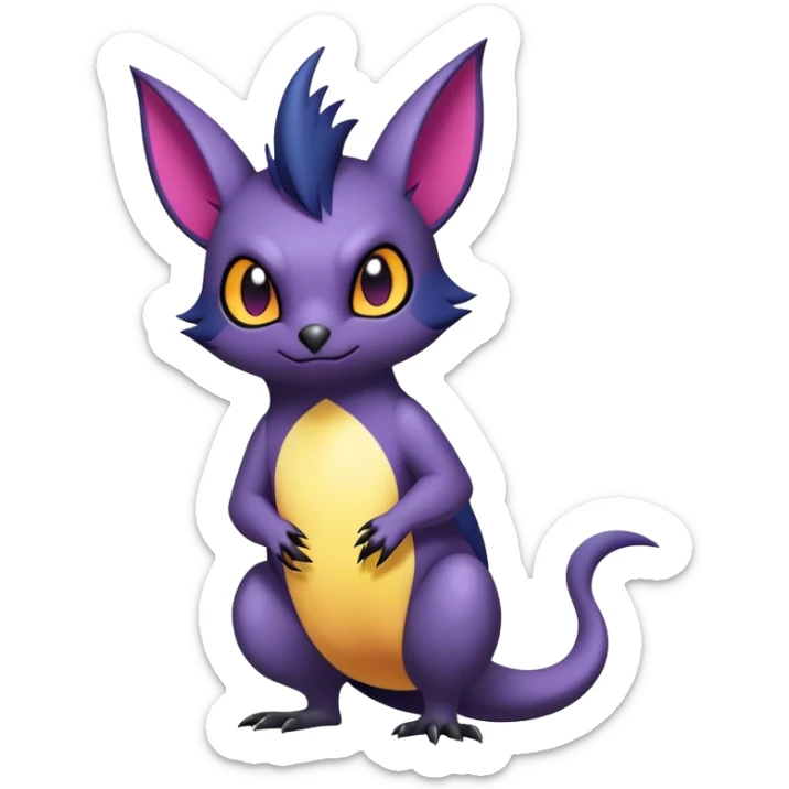 Cool cute edgy kawaii Quilava-Noibat-animal-creature-hybrid full body sticker