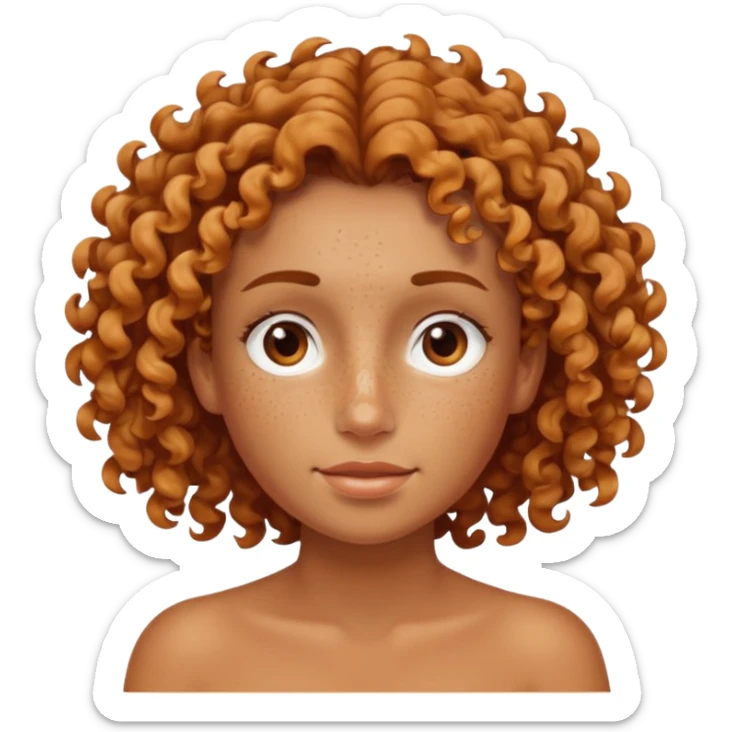 Tanned face with sea-salt curls and a freckled nose sticker