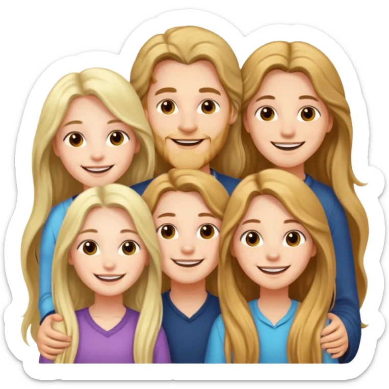 3 loving friends, 1 man and 2 girls with long hair sticker