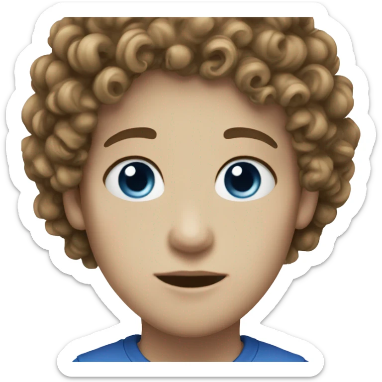 White skin curly hair blue eye sticker
