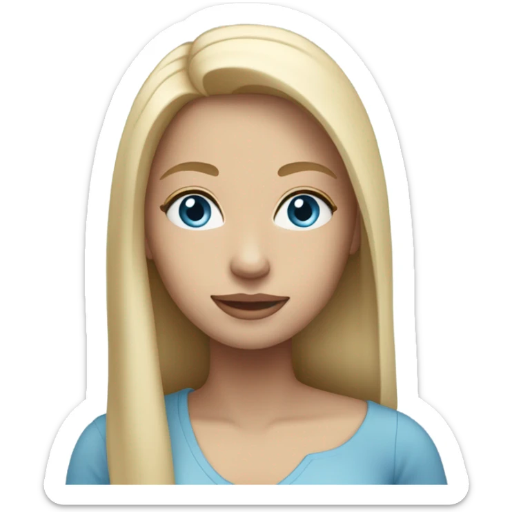 light blonde straight long hair with light blue eyes woman sticker