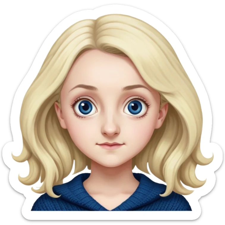 Evanna Lynch is Luna Lovegood in harry potter, wear dark blue sweater sticker