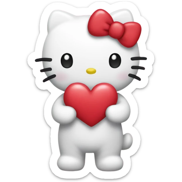 hello kitty with heart sticker