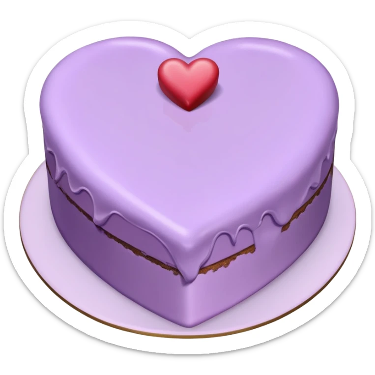 Realistic vintage style heart shaped cake, with lots of light purple frosting   sticker