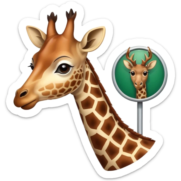 la girafe avec un cerf tete avec lenseigne body shop derriere elle sticker