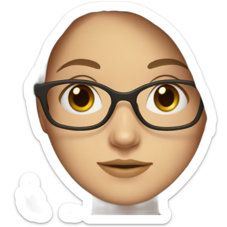 A white Girl with glasses,Brown long hair, grenn dress sticker