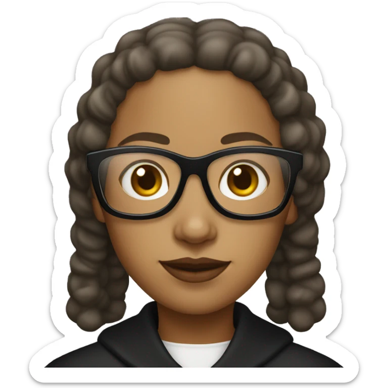 Female nun with medium skin tone and curly hair wearing spike Lee glasses sticker