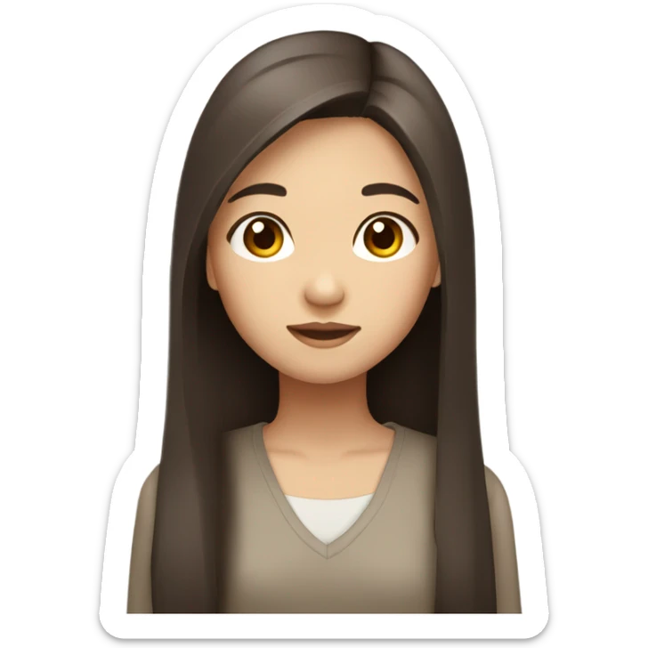 asian girl with long straight brown hair and brown eyes sticker