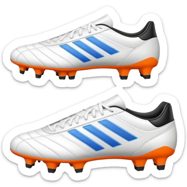 Cinematic Realistic image of a pair of soccer boots featuring finely detailed synthetic and leather textures, vibrant accents and dynamic design elements, illuminated by bright, field-side lighting that captures their sporty essence sticker