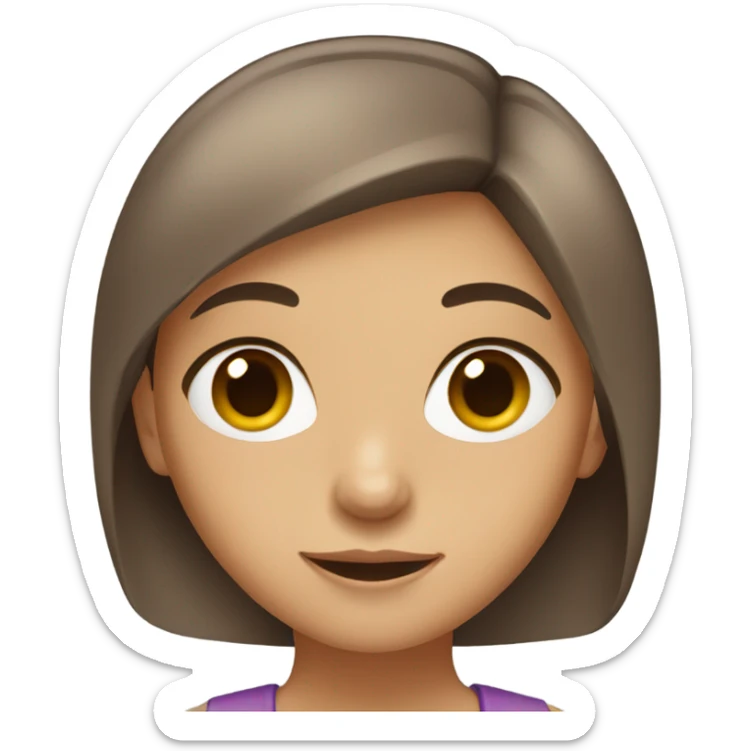 brown hair brown eyes girl mid length hair sticker