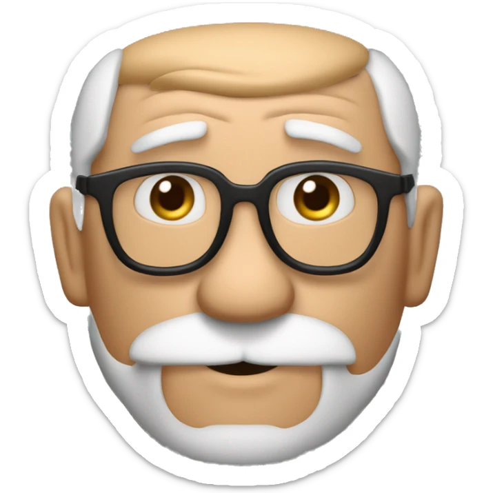 imágen al estilo de Disney Pixar de un abuelo moreno, con el pelo  muy corto y canoso, con gafas de pasta negra, ojos marrones, nariz pequeña,labios gruesos y barba de 3 días sticker