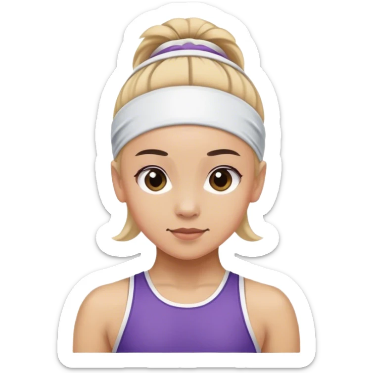 The face of a gymnast in a sports headband sticker