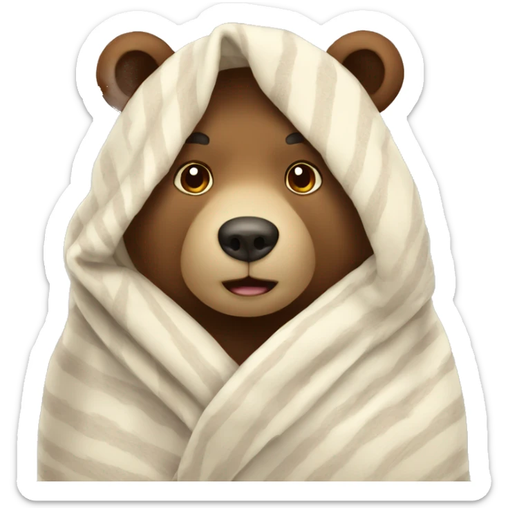 bear cozy in blanket sticker