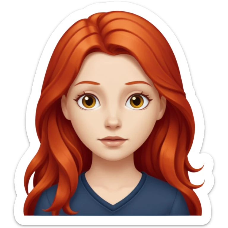 white girl with long red hair sticker