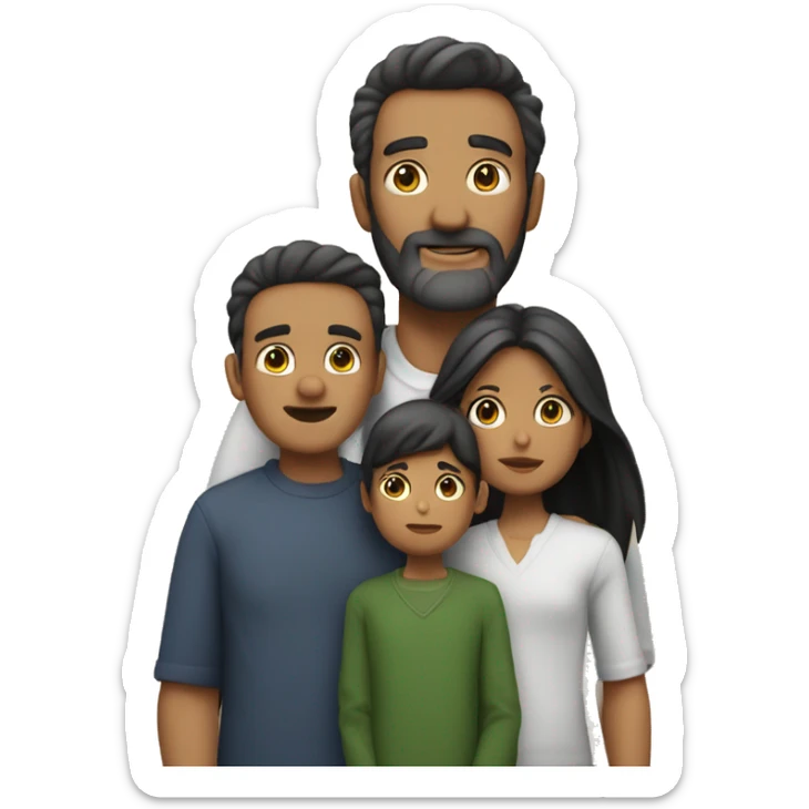 sin barba una familia solo con un padre y dos hijos, un hijo mayor que el otro. sticker